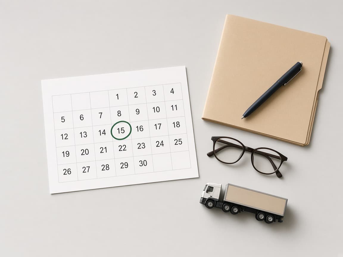 Desk calendar with a filing date circled in green